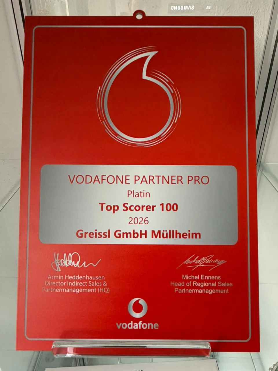 Auszeichnung Vodafone Partner Pro: Platin, Top Scorer 100, 2026